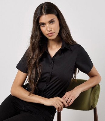 Ladies Short Sleeve Tailored Poplin Shirt Kustom Kit K241