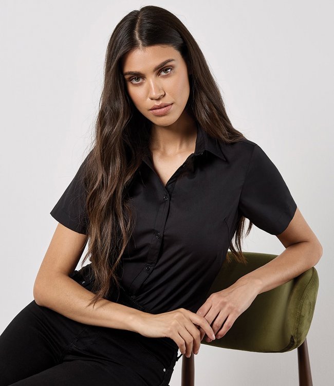Ladies Short Sleeve Tailored Poplin Shirt Kustom Kit K241