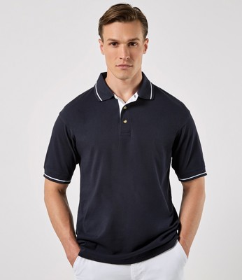 St Mellion Tipped Cotton Piqué Polo Shirt Kustom Kit K606