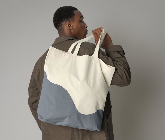 ORGANIC COTTON WAVE PRINT MAXI TOTE WESTFORD MILL WM235